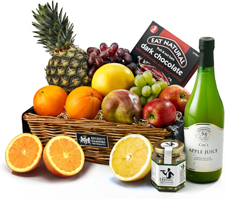 Get Well Soon Fresh Fruit & Nut Hamper With Cox's Apple Juice